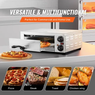 Pizzaoven – Elektrische Oven – Pizzamaker – Tafeloven – Gourmetoven – 12 Inch – 1500W Vermogen – Instelbare Temperatuur en Timer