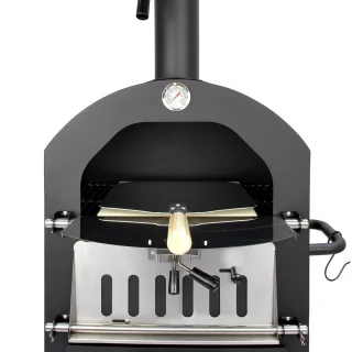 KuKoo Pizza oven buiten - inclusief pizzaschep + pizzasnijder - 64 cm x 43 cm x 156 cm - houtskool -Staal - multifunctionele buitenoven - pizza bbq