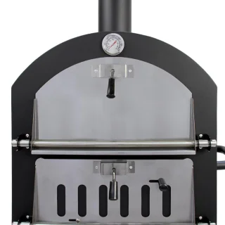 KuKoo Pizza oven buiten - inclusief pizzaschep + pizzasnijder - 64 cm x 43 cm x 156 cm - houtskool -Staal - multifunctionele buitenoven - pizza bbq