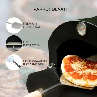 KuKoo Pizza oven buiten - inclusief pizzaschep + pizzasnijder - 64 cm x 43 cm x 156 cm - houtskool -Staal - multifunctionele buitenoven - pizza bbq