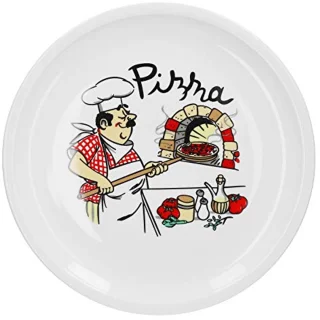 Set van 6 Italiaanse Pizzaborden - XL Porseleinen Borden voor Pizza en Pasta, Magnetron- en Vaatwasmachinebestendig, Stapelbaar