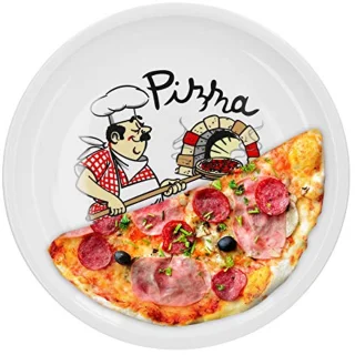 Set van 6 Italiaanse Pizzaborden - XL Porseleinen Borden voor Pizza en Pasta, Magnetron- en Vaatwasmachinebestendig, Stapelbaar