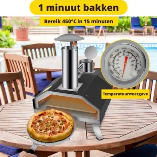 Pizza Oven Buiten - Houtgestookt - Pizzasteen - Tot 300ºC - Inclusief Pizzaspatel