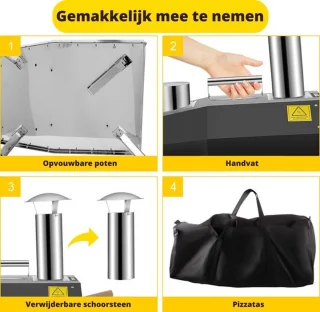 Pizza Oven Buiten - Houtgestookt - Pizzasteen - Tot 300ºC - Inclusief Pizzaspatel