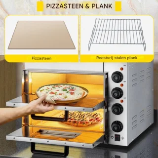 Pizzaoven - 14 In Roestvrijstalen Elektrische Pizzaoven - 3000W Elektrische Pizzaoven