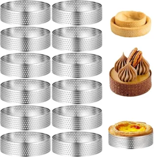 12 stuks dessertringen met gaten 6 cm - rvs mousse ringen
