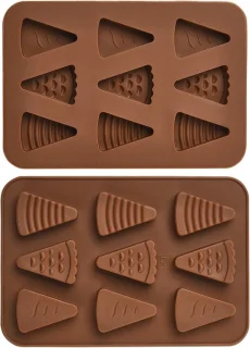 2 stuks 9 cavity silicone mallen voor pizza en taart - herbruikbare 3D driehoekvorm