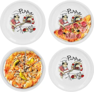 4-delige Porseleinen XL Pizzabordenset