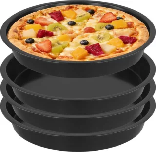 4 stuks 8 inch pizza pannen - antiaanbak ronde bakplaten van koolstofstaal