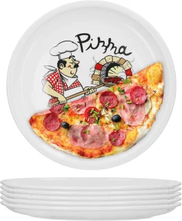 6-delige set XL porseleinen pizzaborden