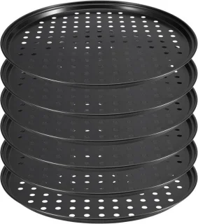 6 stuks pizza bakblikken set 30 cm rond