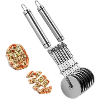 7-wiel pizza snijder van rvs met handvat