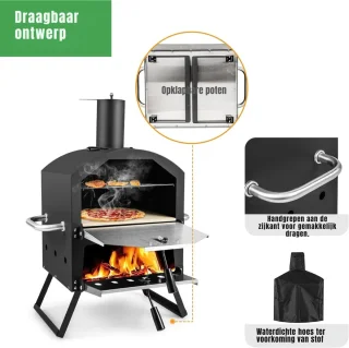 Wat vinden we goed aan de Aurixi® Pizzaoven Buiten Gas Zwart 54×31×72 cm