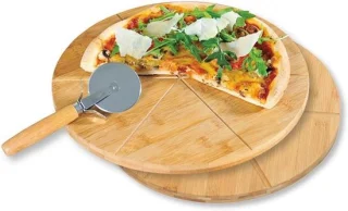 Bamboe Pizzabord en Pizzasnijder Ø32 cm