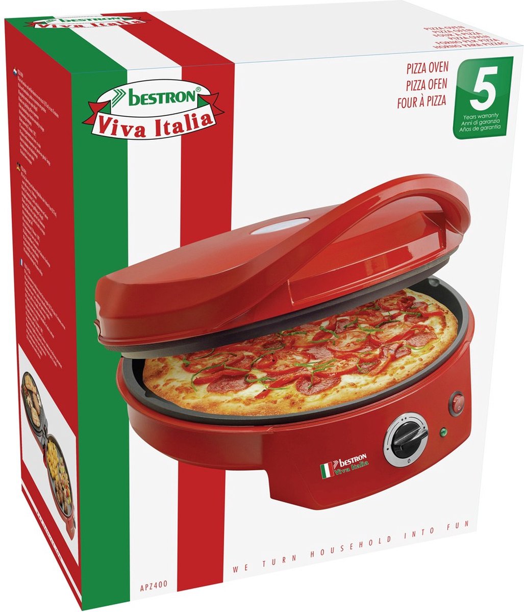 Bestron Pizzaoven 1800W Ø27cm Rood