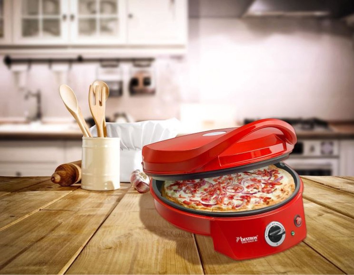 Bestron Pizzaoven 1800W Ø27cm Rood