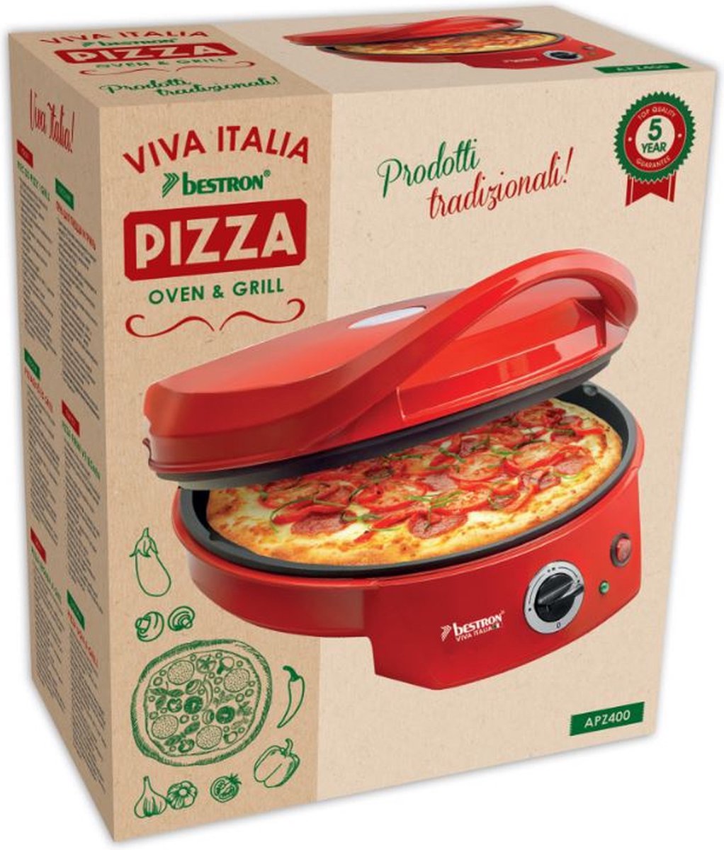 Bestron Pizzaoven 1800W Ø27cm Rood
