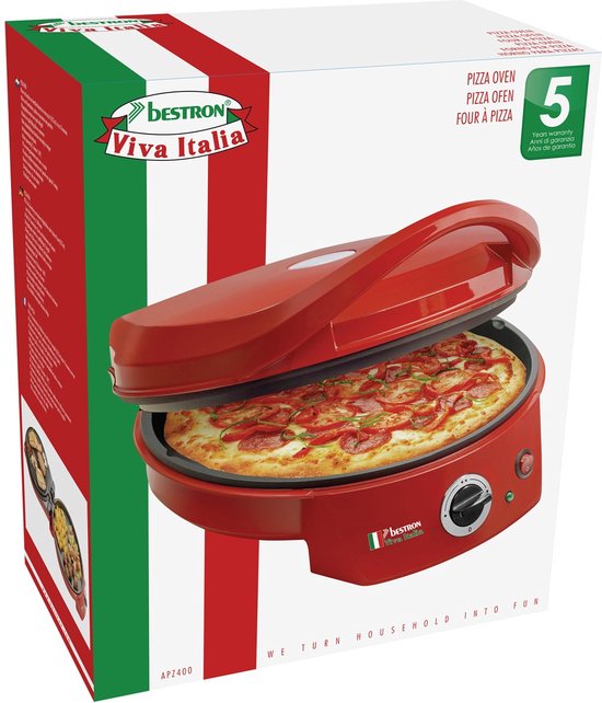 Bestron Pizzaoven 1800W Ø27cm Rood
