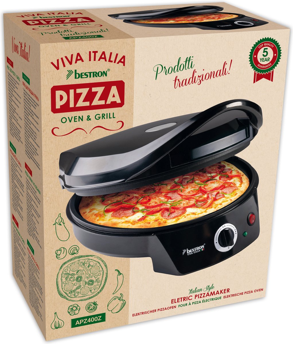 Bestron Pizzaoven 1800W Ø27cm Zwart