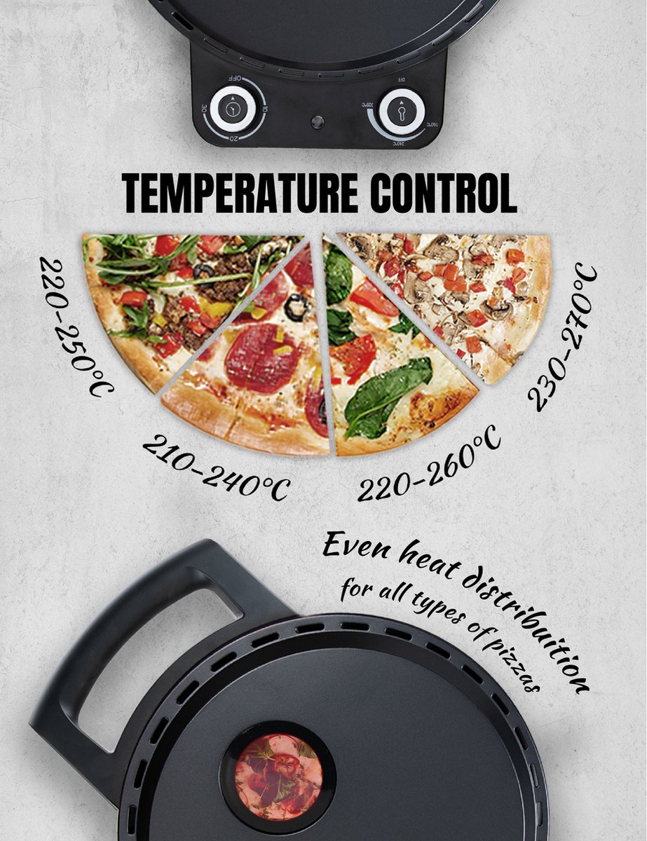 Bestron Turbo Pizzaoven Black Label Matzwart