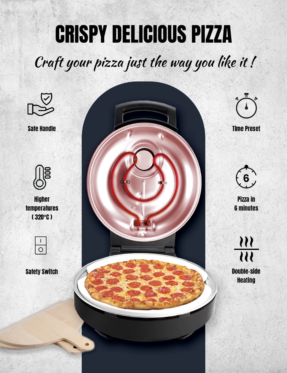 Bestron Turbo Pizzaoven Black Label Matzwart