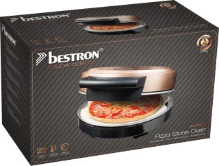 Bestron Turbo Pizzaoven Copper Collection elektrische pizzaoven met pizzasteen en houten spatels