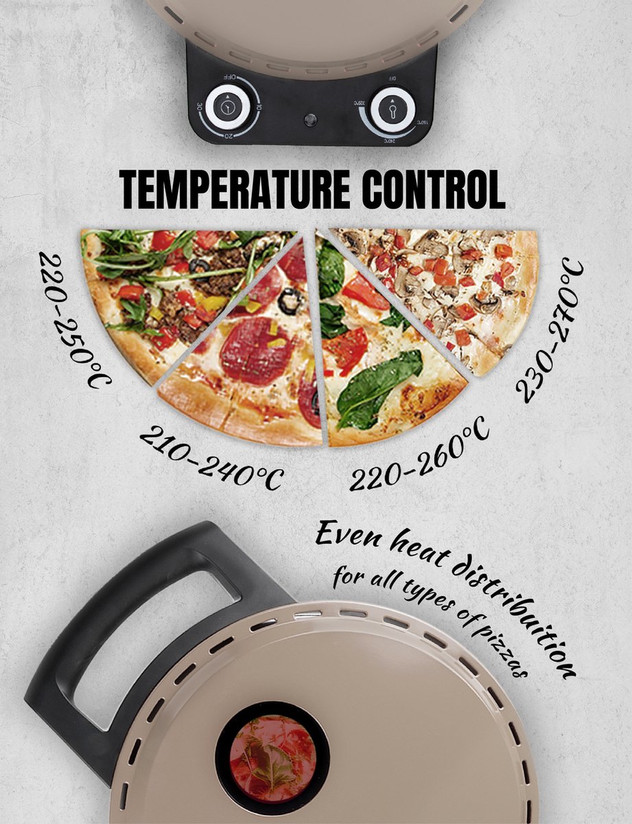 Bestron Turbo Pizzaoven Satin Collection Beige