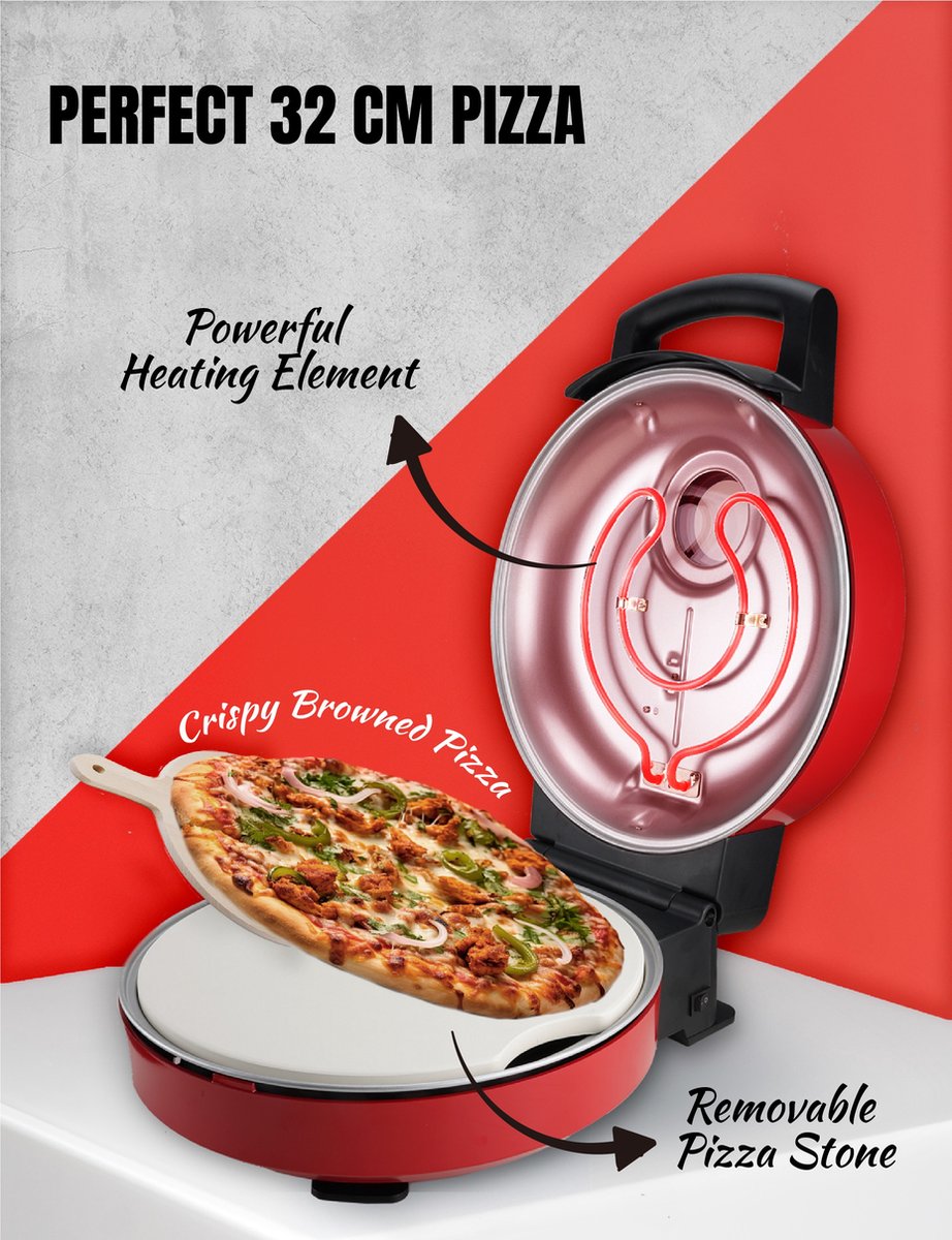 Bestron Viva Italia elektrische pizzaoven rood