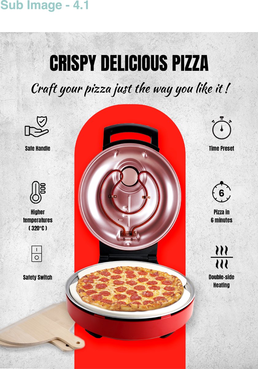 Bestron Viva Italia elektrische pizzaoven rood