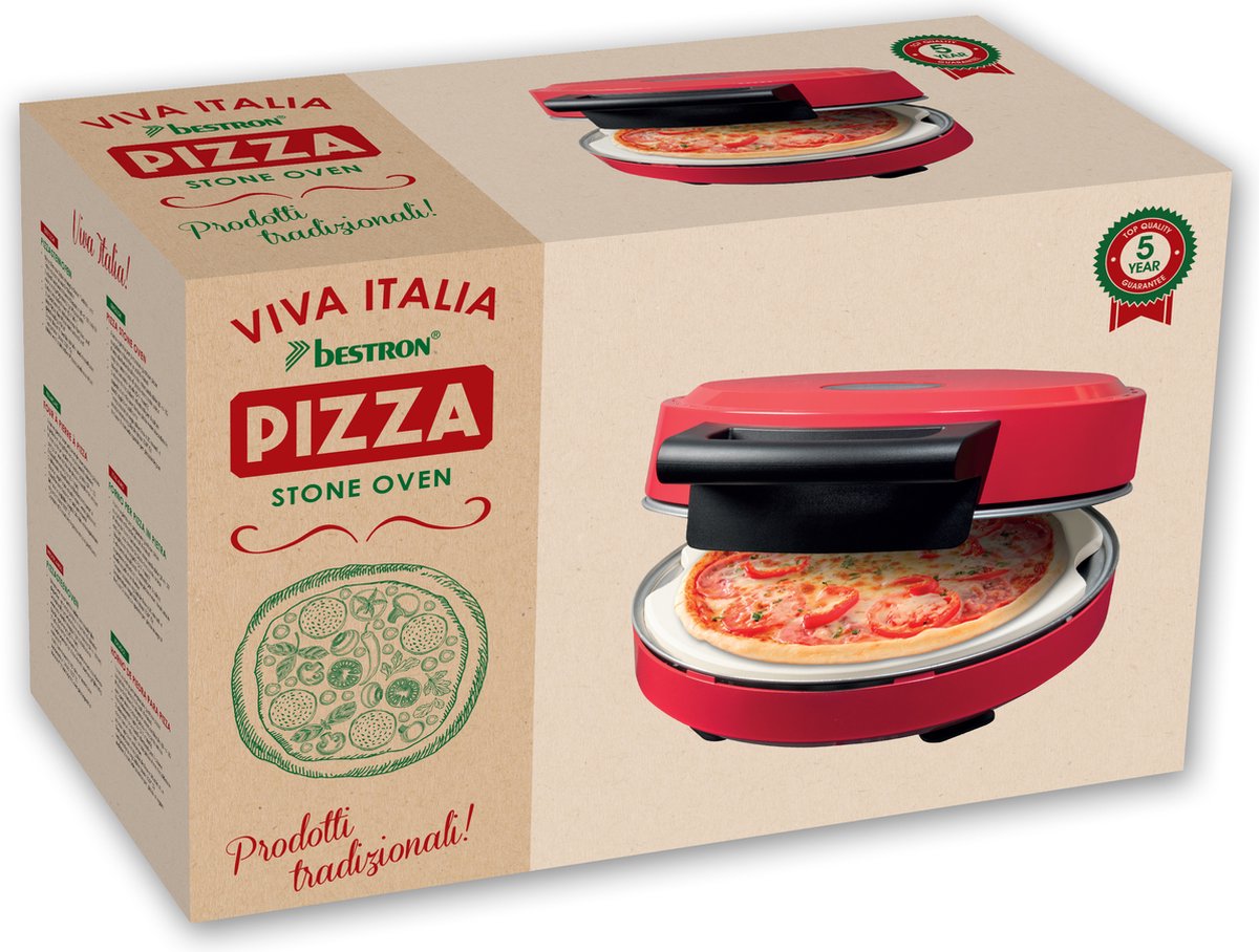 Bestron Viva Italia elektrische pizzaoven rood
