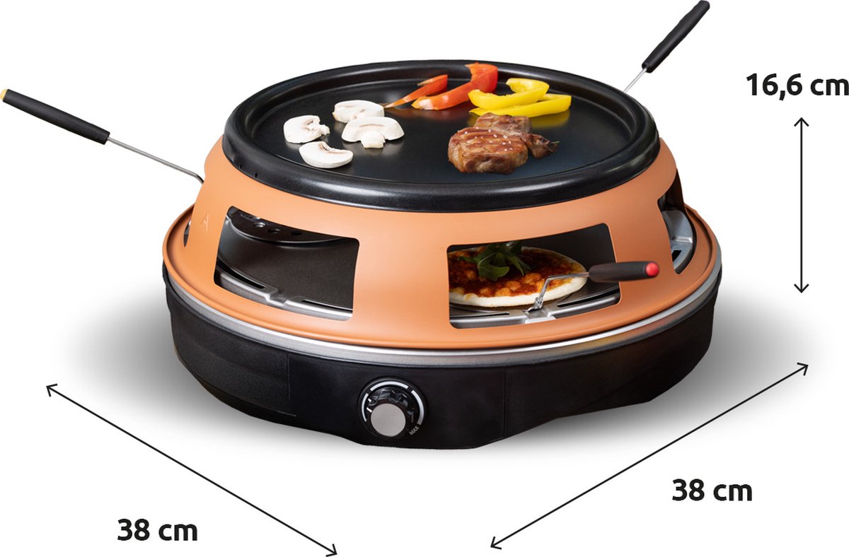 BluMill 2-in-1 Pizza Oven en Gourmetstel 1200W 6 Persoons
