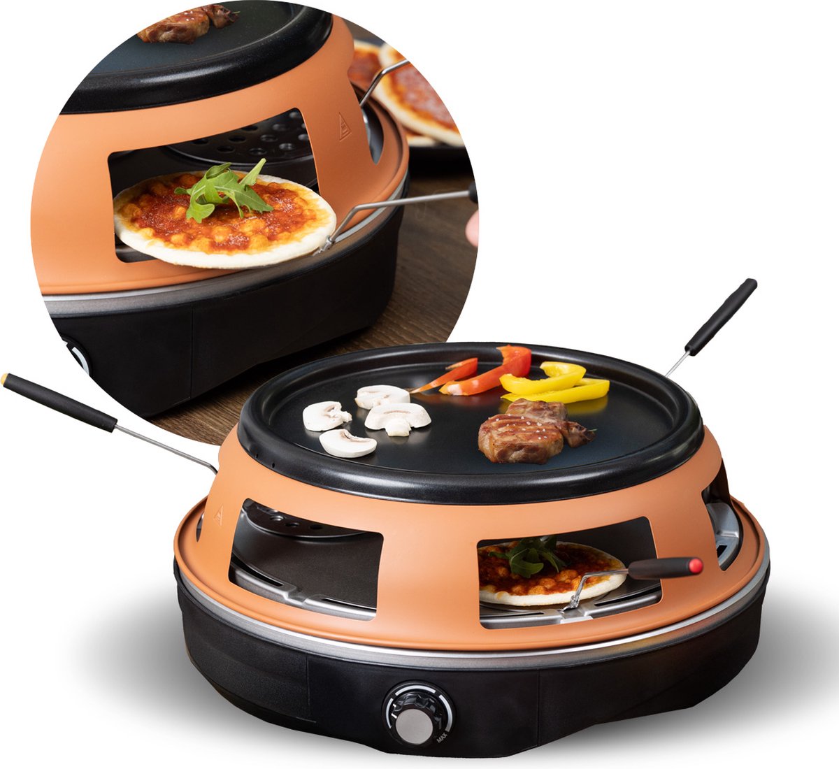 BluMill 2-in-1 Pizza Oven en Gourmetstel 1200W 6 Persoons