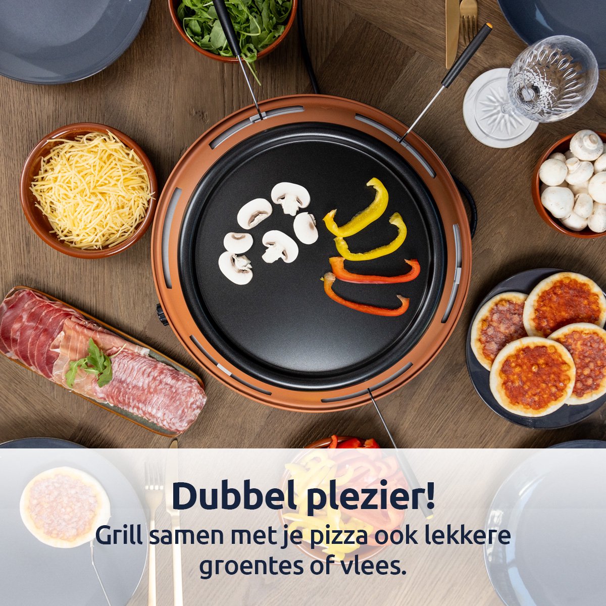 BluMill 2-in-1 Pizza Oven en Gourmetstel 1200W 6 Persoons