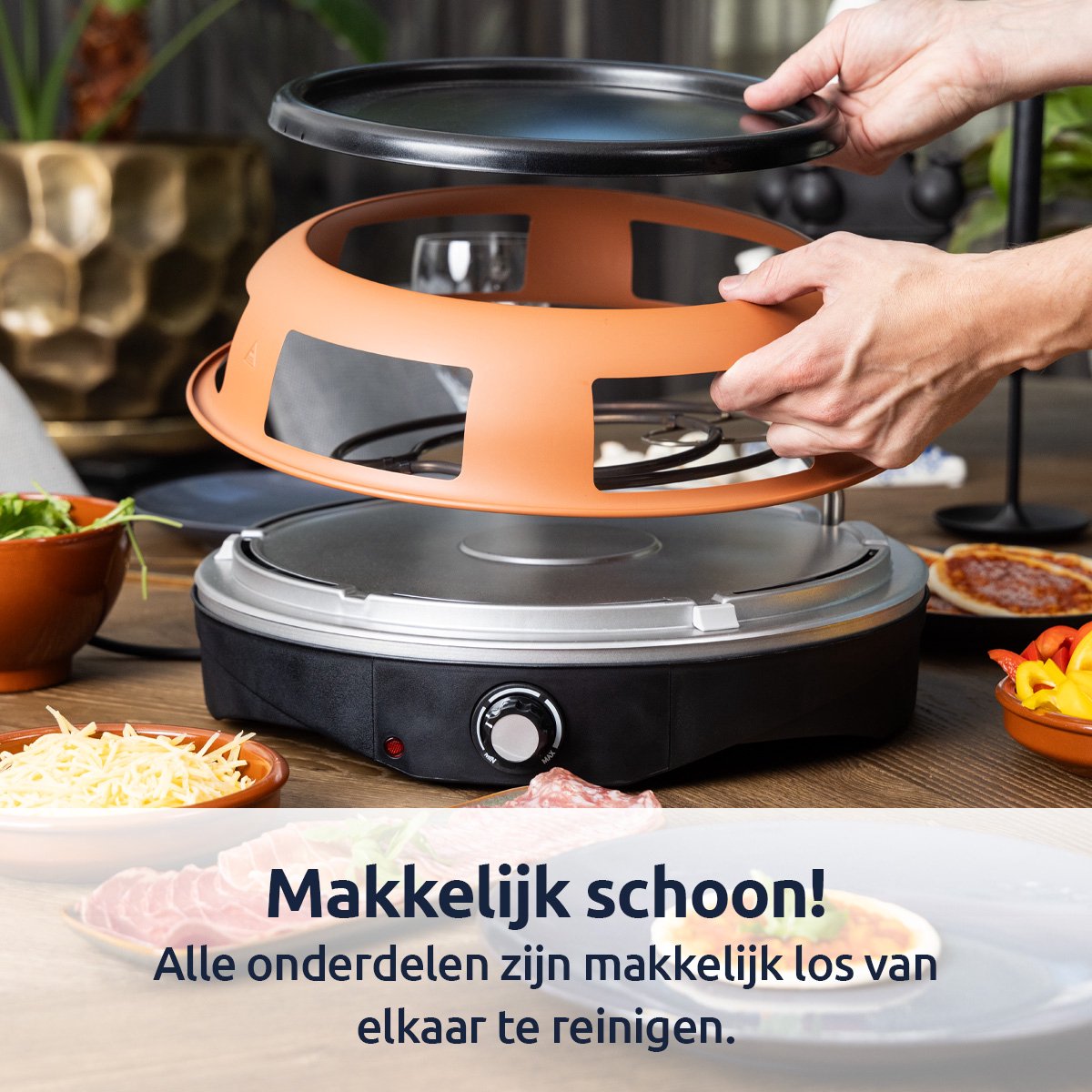 BluMill 2-in-1 Pizza Oven en Gourmetstel 1200W 6 Persoons