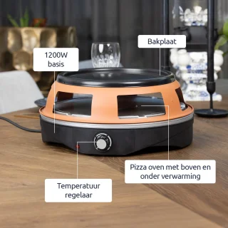 BluMill 2-in-1 Pizza Oven en Gourmetstel 1200W 6 Persoons