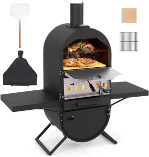 Buiten pizza oven - pizza baker - 31 cm steen - zwart