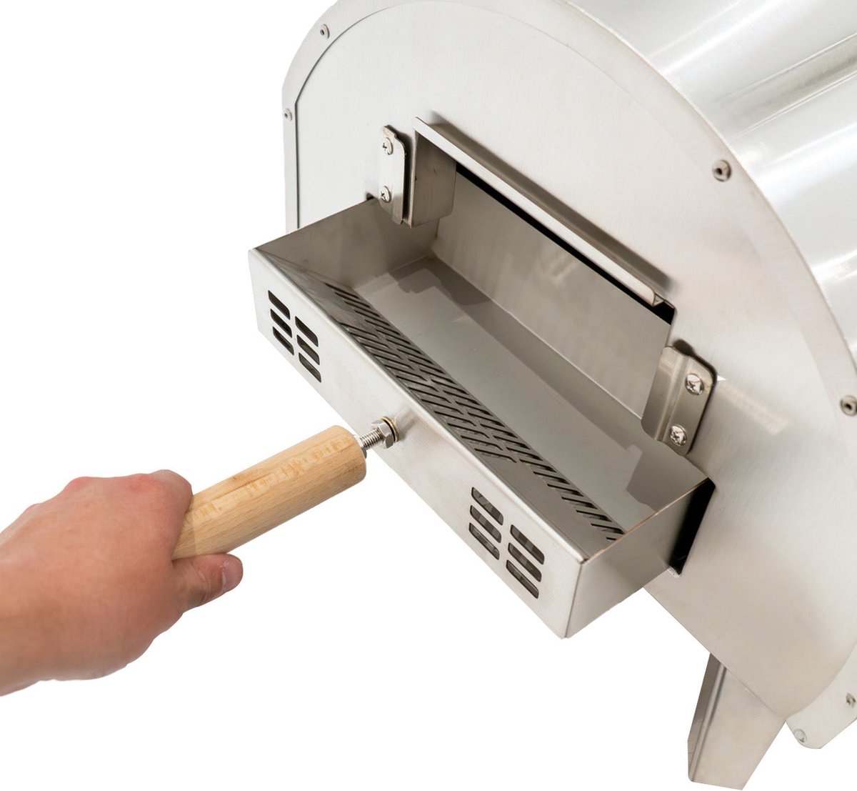 Buitentafelpizzaoven 35 cm dubbelwandig roestvrij staal zilver