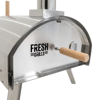 Buitentafelpizzaoven 35 cm dubbelwandig roestvrij staal zilver