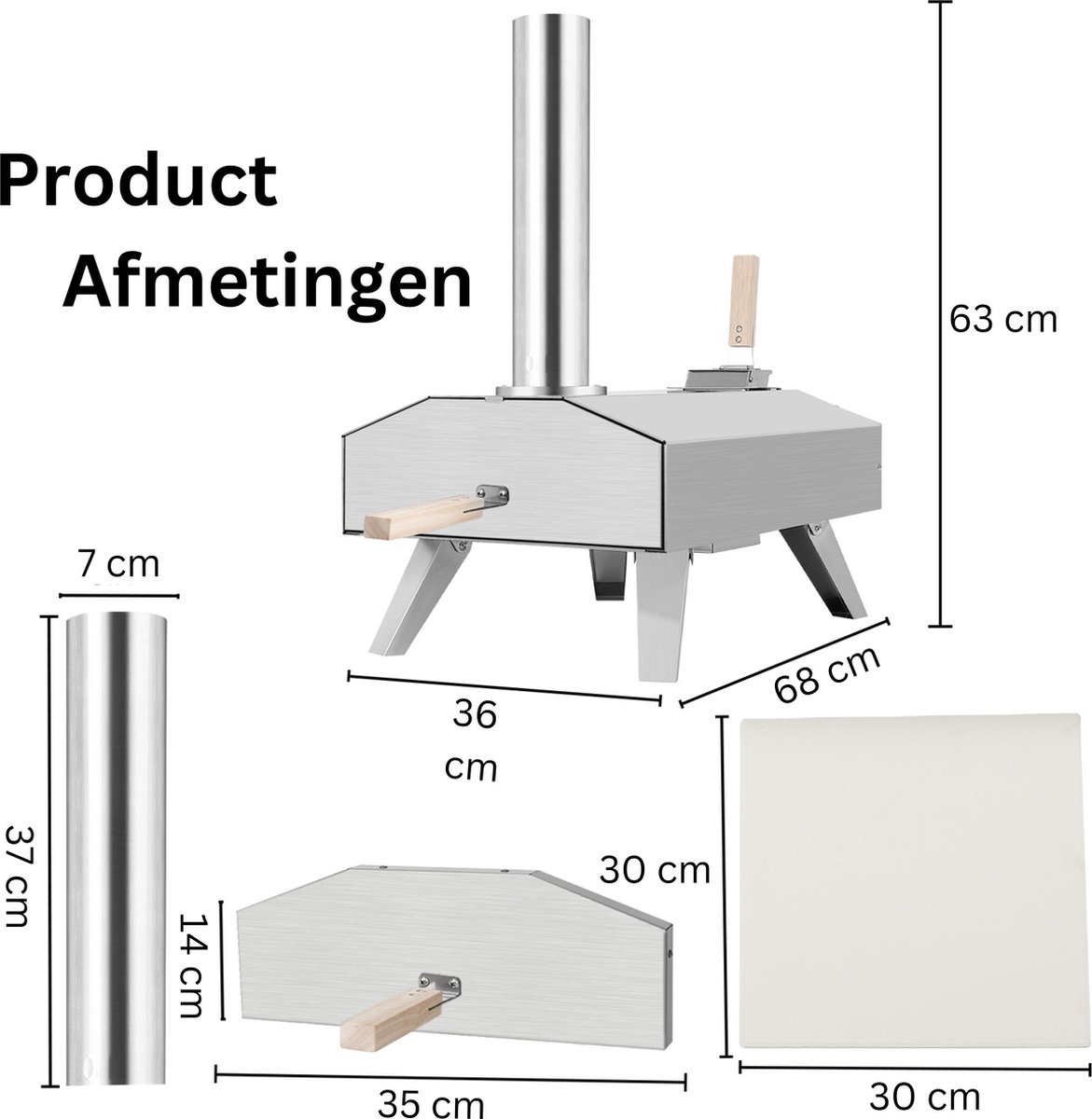 Burnic Bari houtpellet pizzaoven ø 30 cm draagbaar