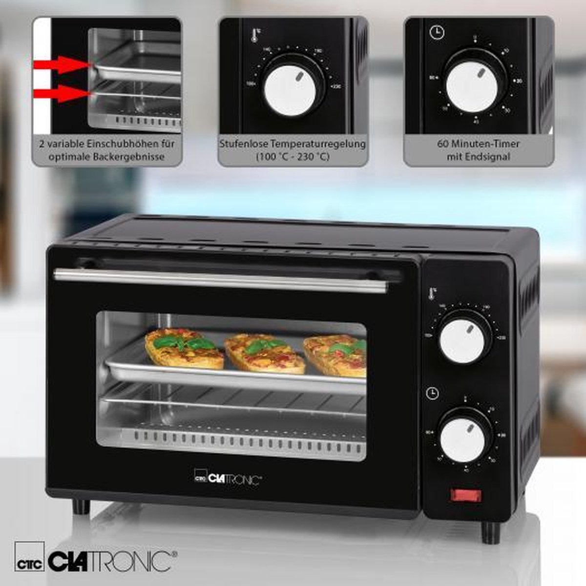 Clatronic MB 3746 Minioven 8L Zwart