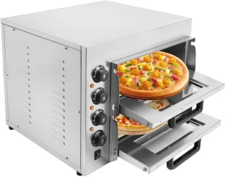 Commerciële elektrische dubbele pizzaoven - 57x47.5x44 cm - zilver