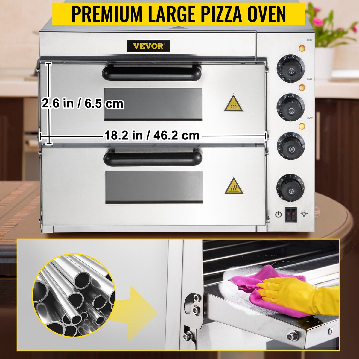 Commerciële Roestvrijstalen Elektrische Pizzaoven 14" 3000W