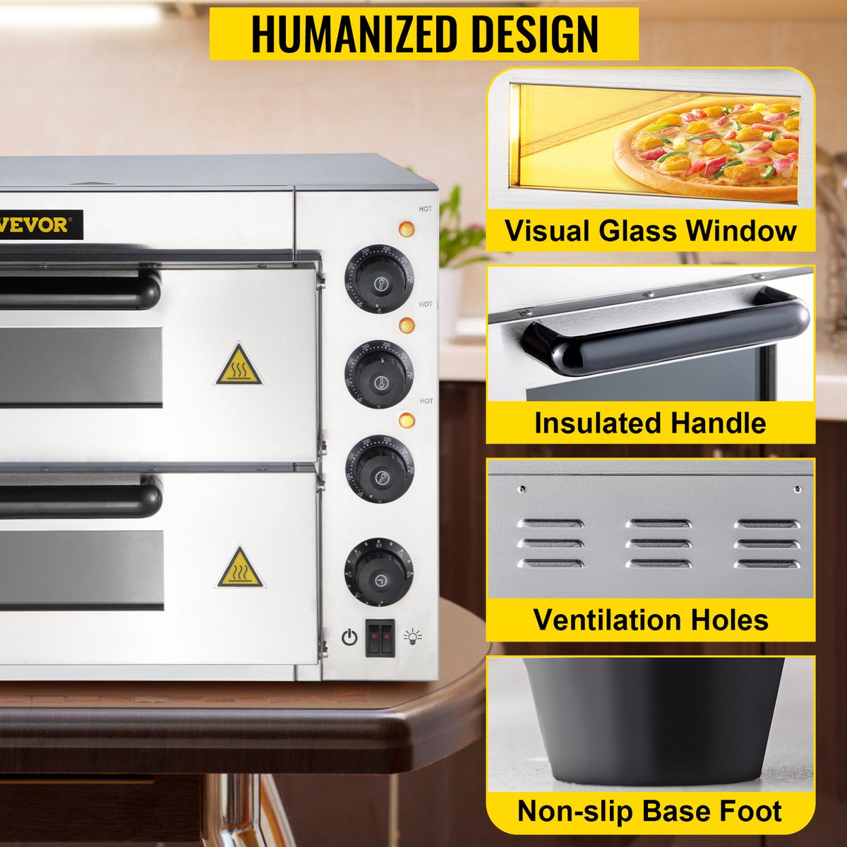 Commerciële Roestvrijstalen Elektrische Pizzaoven 14" 3000W