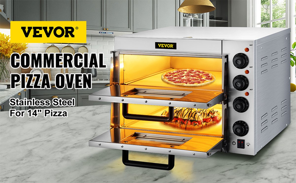 Commerciële Roestvrijstalen Elektrische Pizzaoven 14" 3000W