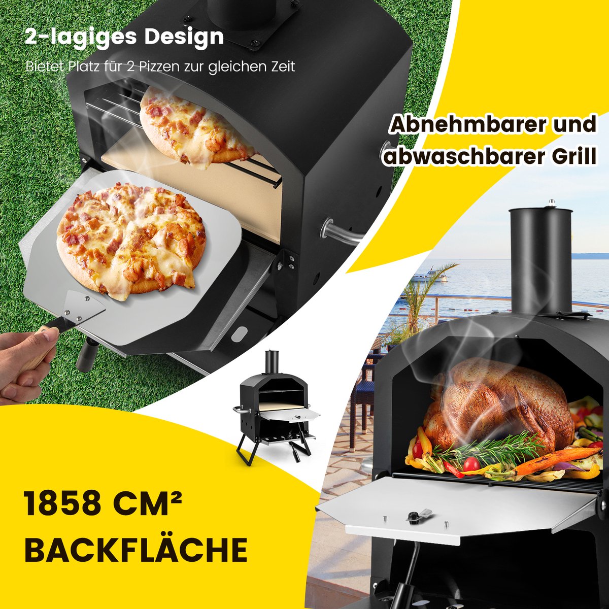 Wat vinden we goed aan de COSTWAY 2-laags Outdoor Pizzaoven