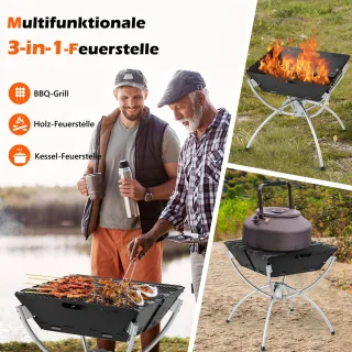 COSTWAY 3-in-1 Campinggrill met RVS Grillroosters