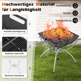 COSTWAY 3-in-1 Campinggrill met RVS Grillroosters