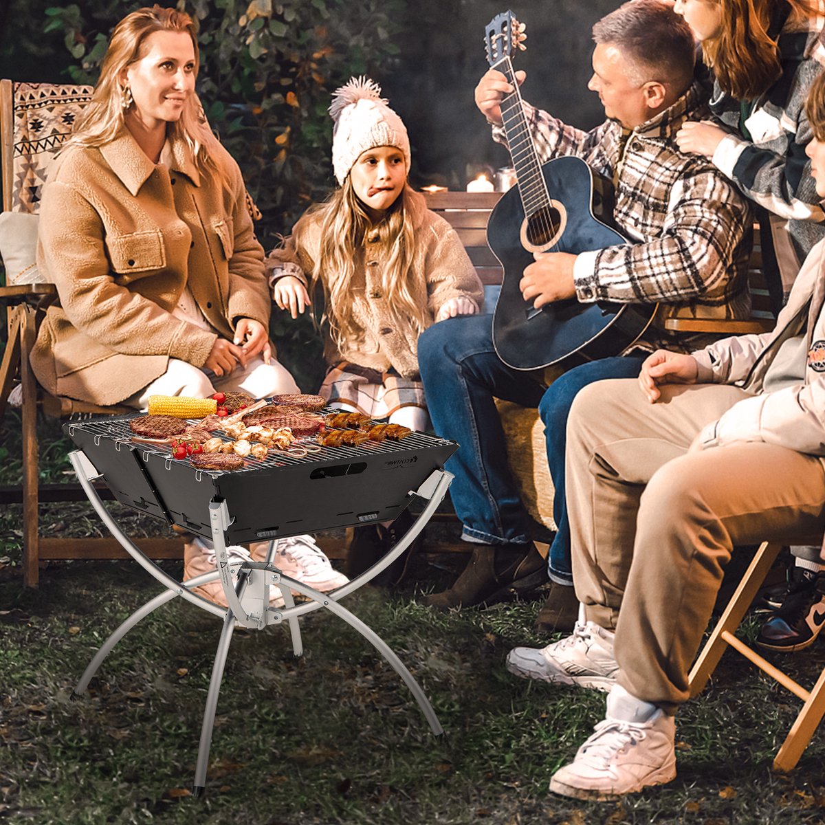 COSTWAY 3-in-1 Campinggrill met RVS Grillroosters