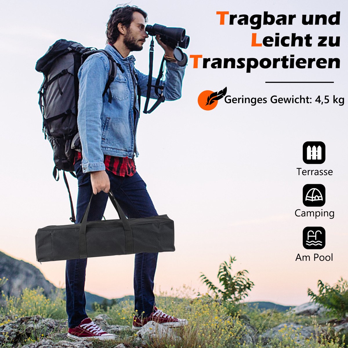 COSTWAY 3-in-1 Campinggrill met RVS Grillroosters