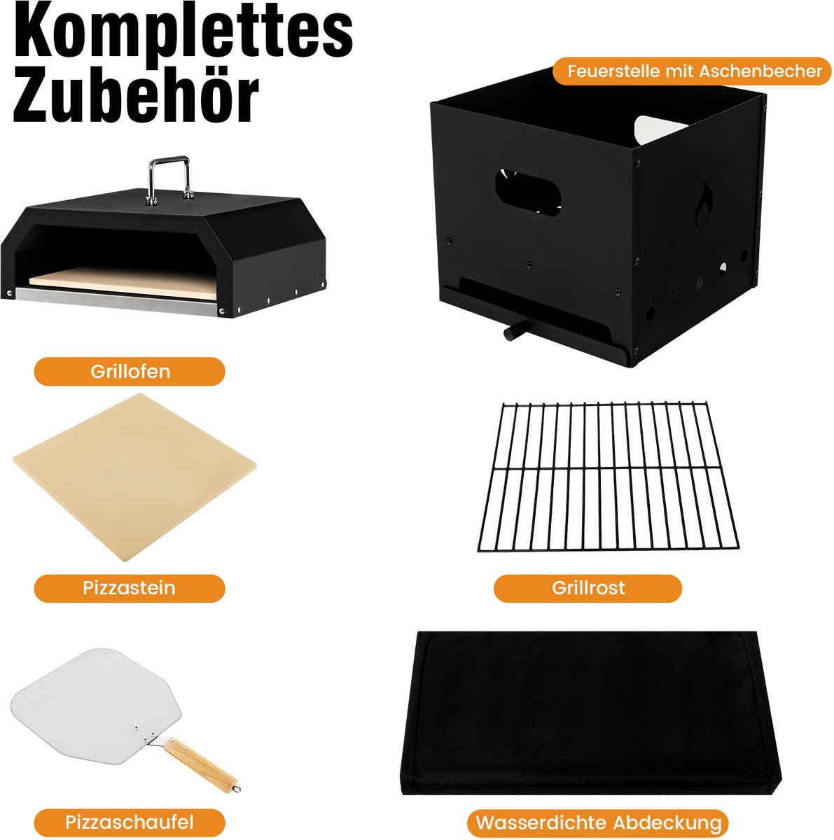 COSTWAY 4-in-1 houtgestookte pizzaoven en grill